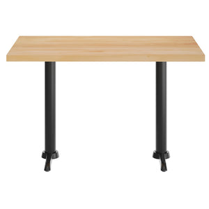 English Elm Bennett Solid Wood Commercial Dining Tabletop with Durable Cast Iron T-Bases for Hospitality Spaces Natural Top/Black Base 48"L x 30"W GSF-REC3048-NAT-T0522-GG