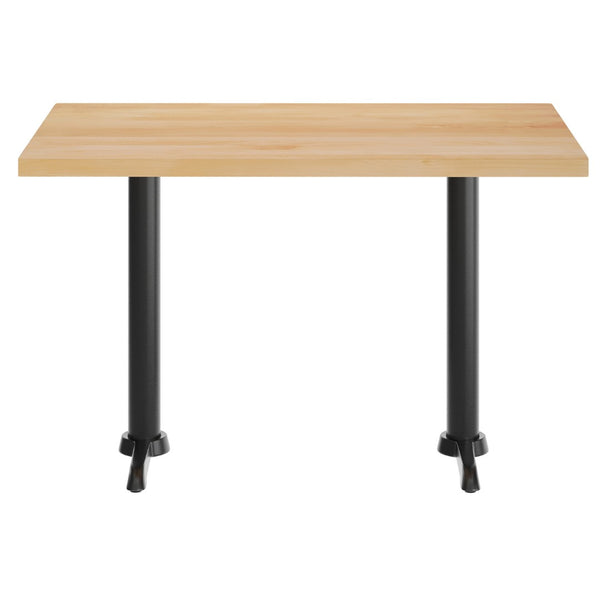 English Elm Bennett Solid Wood Commercial Dining Tabletop with Durable Cast Iron T-Bases for Hospitality Spaces Natural Top/Black Base 48"L x 30"W GSF-REC3048-NAT-T0522-GG