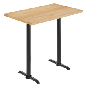 English Elm Bennett Solid Wood Commercial Tabletop with Rust-Resistant Cast Iron T-Bases for Dining Spaces Natural Top/Black Base 48"L x 30"W GSF-REC3048-NAT-T0522B-GG