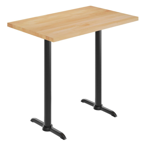 English Elm Bennett Solid Wood Commercial Tabletop with Rust-Resistant Cast Iron T-Bases for Dining Spaces Natural Top/Black Base 48"L x 30"W GSF-REC3048-NAT-T0522B-GG