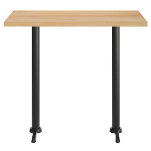 English Elm Bennett Solid Wood Commercial Tabletop with Rust-Resistant Cast Iron T-Bases for Dining Spaces Natural Top/Black Base 48"L x 30"W GSF-REC3048-NAT-T0522B-GG