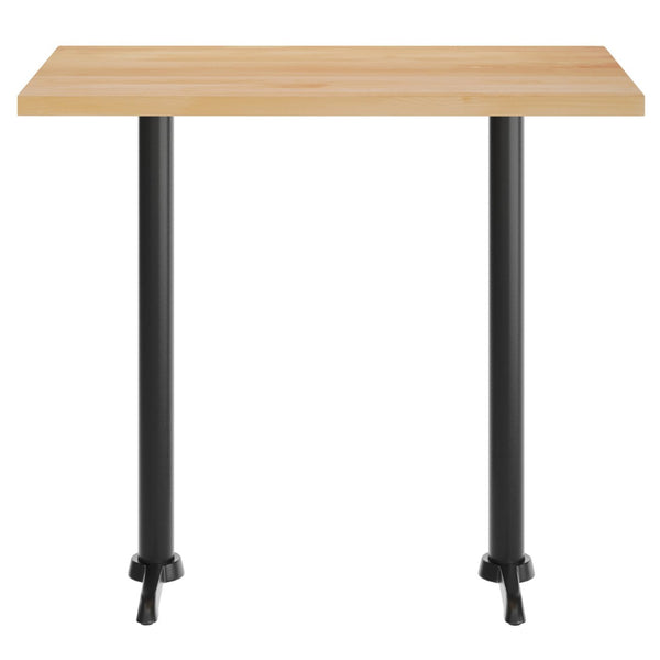 English Elm Bennett Solid Wood Commercial Tabletop with Rust-Resistant Cast Iron T-Bases for Dining Spaces Natural Top/Black Base 48"L x 30"W GSF-REC3048-NAT-T0522B-GG