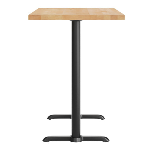 English Elm Bennett Solid Wood Commercial Tabletop with Rust-Resistant Cast Iron T-Bases for Dining Spaces Natural Top/Black Base 48"L x 30"W GSF-REC3048-NAT-T0522B-GG