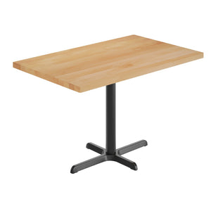 English Elm Bennett Solid Wood Commercial Tabletop with Rust-Resistant Cast Iron Base for Elegant Dining Spaces Natural Top/Black Base 48"L x 30"W GSF-REC3048-NAT-T2230-GG