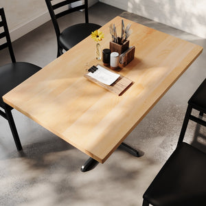 English Elm Bennett Solid Wood Commercial Tabletop with Rust-Resistant Cast Iron Base for Elegant Dining Spaces Natural Top/Black Base 48"L x 30"W GSF-REC3048-NAT-T2230-GG