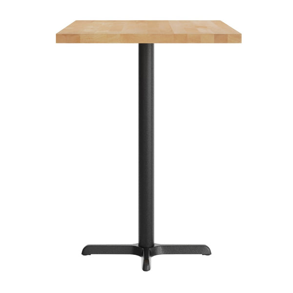 English Elm Bennett Solid Wood Commercial Bar Height Table with Sturdy Cast Iron Base for Dining & Hospitality Spaces Natural Top/Black Base 48"L x 30"W GSF-REC3048-NAT-T2230B-GG