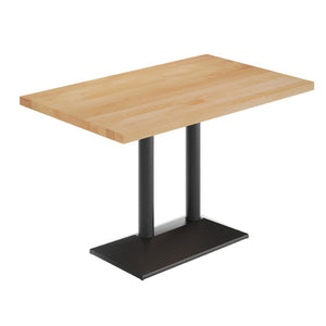English Elm Bennett Solid Wood Dining Tabletop with Heavy-Duty Double Column Base for Commercial Spaces Natural Top/Black Base 48"L x 30"W GSF-REC3048-NAT-TB002B-GG