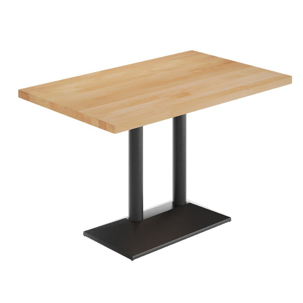 English Elm Bennett Solid Wood Dining Tabletop with Heavy-Duty Double Column Base for Commercial Spaces Natural Top/Black Base 48"L x 30"W GSF-REC3048-NAT-TB002B-GG