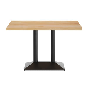 English Elm Bennett Solid Wood Dining Tabletop with Heavy-Duty Double Column Base for Commercial Spaces Natural Top/Black Base 48"L x 30"W GSF-REC3048-NAT-TB002B-GG
