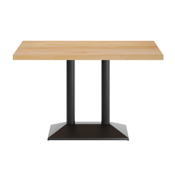English Elm Bennett Solid Wood Dining Tabletop with Heavy-Duty Double Column Base for Commercial Spaces Natural Top/Black Base 48"L x 30"W GSF-REC3048-NAT-TB002B-GG