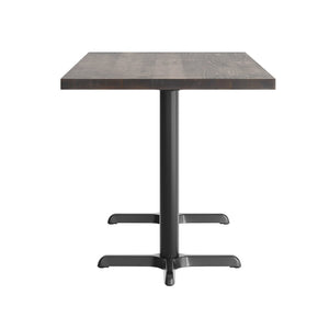 English Elm Bennett Solid Wood Commercial Tabletop with Durable Cast Iron X-Base for Restaurants and Cafés Dark Brown Top/Black Base 60"L x 30"W GSF-REC3060-DKBRN-T2222-GG