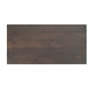 English Elm Bennett Solid Wood Commercial Tabletop with Durable Cast Iron X-Base for Restaurants and Cafés Dark Brown Top/Black Base 60"L x 30"W GSF-REC3060-DKBRN-T2222-GG