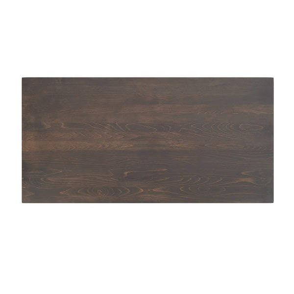 English Elm Bennett Solid Wood Commercial Tabletop with Durable Cast Iron X-Base for Restaurants and Cafés Dark Brown Top/Black Base 60"L x 30"W GSF-REC3060-DKBRN-T2222-GG