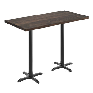 English Elm Bennett Solid Wood Bar Height Table with Rust-Resistant Cast Iron Base for Durable Indoor Dining Spaces Dark Brown Top/Black Base 60"L x 30"W GSF-REC3060-DKBRN-T2222B-GG