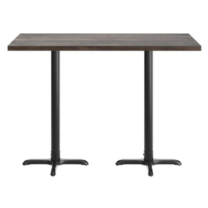 English Elm Bennett Solid Wood Bar Height Table with Rust-Resistant Cast Iron Base for Durable Indoor Dining Spaces Dark Brown Top/Black Base 60"L x 30"W GSF-REC3060-DKBRN-T2222B-GG
