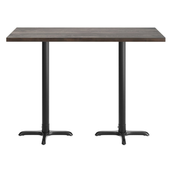 English Elm Bennett Solid Wood Bar Height Table with Rust-Resistant Cast Iron Base for Durable Indoor Dining Spaces Dark Brown Top/Black Base 60"L x 30"W GSF-REC3060-DKBRN-T2222B-GG