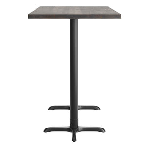 English Elm Bennett Solid Wood Bar Height Table with Rust-Resistant Cast Iron Base for Durable Indoor Dining Spaces Dark Brown Top/Black Base 60"L x 30"W GSF-REC3060-DKBRN-T2222B-GG