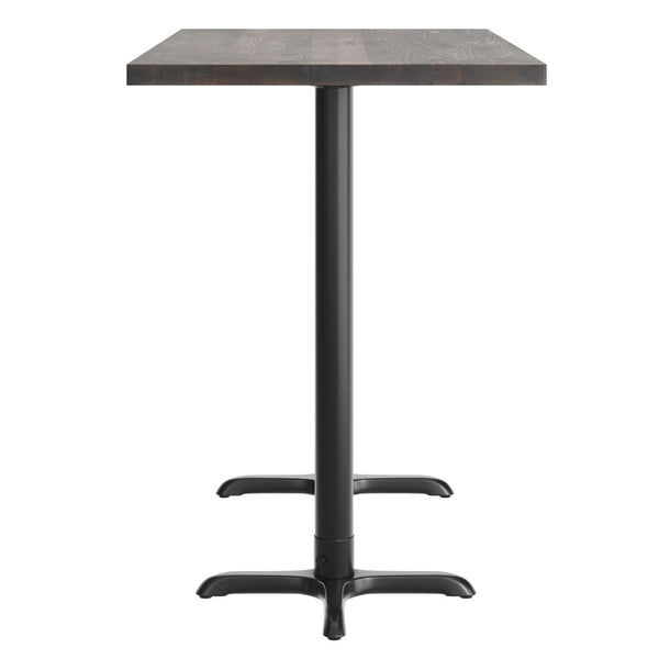 English Elm Bennett Solid Wood Bar Height Table with Rust-Resistant Cast Iron Base for Durable Indoor Dining Spaces Dark Brown Top/Black Base 60"L x 30"W GSF-REC3060-DKBRN-T2222B-GG