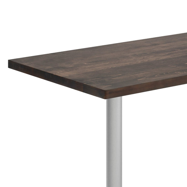 English Elm Bennett Solid Wood Commercial Tabletop with Durable Cast Iron X-Base for Restaurants and Cafés Dark Brown Top/Silver Base 60"L x 30"W GSF-REC3060-DKBRN-T2222S-GG