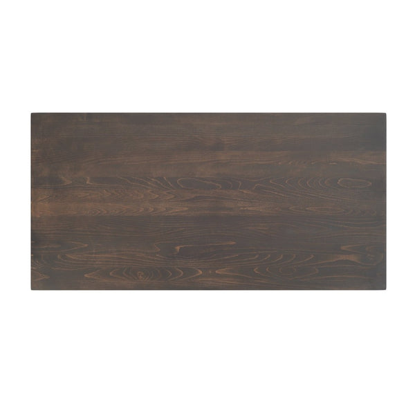English Elm Bennett Solid Wood Commercial Tabletop with Durable Cast Iron X-Base for Restaurants and Cafés Dark Brown Top/Silver Base 60"L x 30"W GSF-REC3060-DKBRN-T2222S-GG