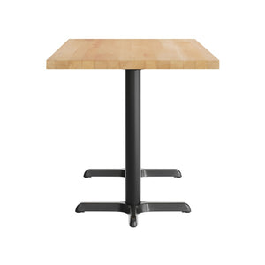English Elm Bennett Solid Wood Commercial Tabletop with Durable Cast Iron X-Base for Restaurants and Cafés Natural Top/Black Base 60"L x 30"W GSF-REC3060-NAT-T2222-GG