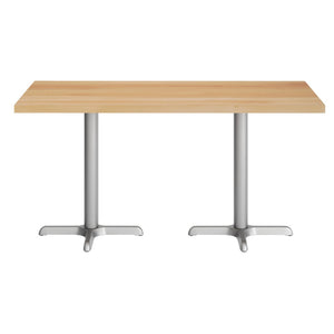 English Elm Bennett Solid Wood Commercial Tabletop with Durable Cast Iron X-Base for Restaurants and Cafés Natural Top/Silver Base 60"L x 30"W GSF-REC3060-NAT-T2222S-GG