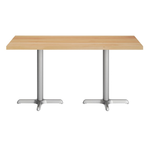English Elm Bennett Solid Wood Commercial Tabletop with Durable Cast Iron X-Base for Restaurants and Cafés Natural Top/Silver Base 60"L x 30"W GSF-REC3060-NAT-T2222S-GG