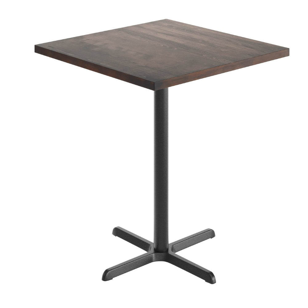 English Elm Bennett Solid Wood Bar Height Table with Rust-Resistant Cast Iron Base for Durable Commercial Use Dark Brown Top/Black Base 36" Square GSF-SQ36-DKBRN-T3030B-GG