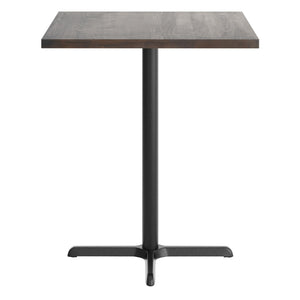 English Elm Bennett Solid Wood Bar Height Table with Rust-Resistant Cast Iron Base for Durable Commercial Use Dark Brown Top/Black Base 36" Square GSF-SQ36-DKBRN-T3030B-GG