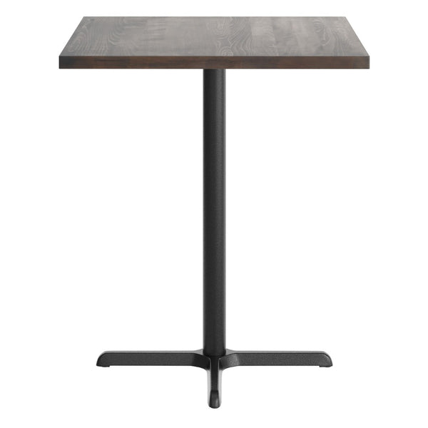 English Elm Bennett Solid Wood Bar Height Table with Rust-Resistant Cast Iron Base for Durable Commercial Use Dark Brown Top/Black Base 36" Square GSF-SQ36-DKBRN-T3030B-GG