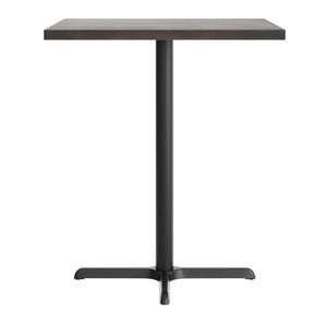 English Elm Bennett Solid Wood Bar Height Table with Rust-Resistant Cast Iron Base for Durable Commercial Use Dark Brown Top/Black Base 36" Square GSF-SQ36-DKBRN-T3030B-GG