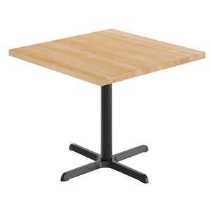 English Elm Bennett Commercial Solid Wood Dining Tabletop with Sturdy Cast Iron X-Base for Restaurants & Cafés Natural Top/Black Base 36" Square GSF-SQ36-NAT-T3030-GG