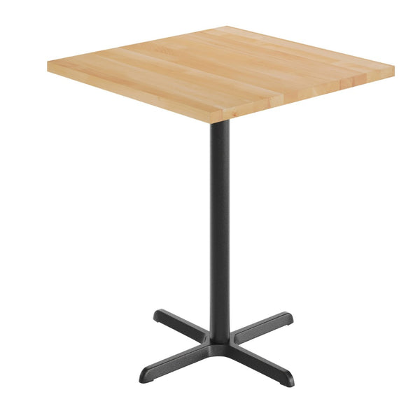 English Elm Bennett Solid Wood Bar Height Table with Rust-Resistant Cast Iron Base for Durable Commercial Use Natural Top/Black Base 36" Square GSF-SQ36-NAT-T3030B-GG