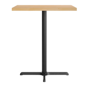 English Elm Bennett Solid Wood Bar Height Table with Rust-Resistant Cast Iron Base for Durable Commercial Use Natural Top/Black Base 36" Square GSF-SQ36-NAT-T3030B-GG