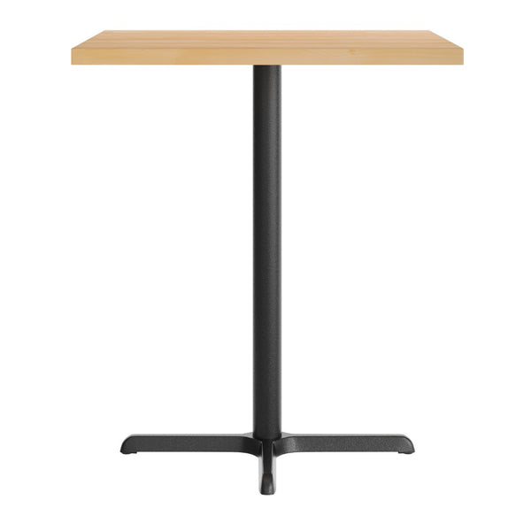 English Elm Bennett Solid Wood Bar Height Table with Rust-Resistant Cast Iron Base for Durable Commercial Use Natural Top/Black Base 36" Square GSF-SQ36-NAT-T3030B-GG