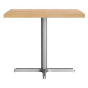 English Elm Bennett Commercial Solid Wood Dining Tabletop with Sturdy Cast Iron X-Base for Restaurants & Cafés Natural Top/Silver Base 36" Square GSF-SQ36-NAT-T3030S-GG