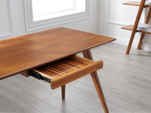 Greenington Studio Plus Solid Bamboo Writing Desk Mid-century Tapered Legs Eco Home Office GSP002AM