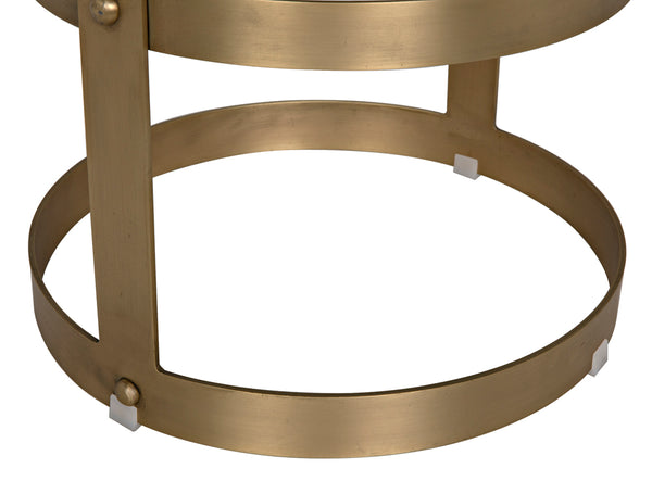 Dior Iron Stool with Linen Seat and Sculptural Layered Ring Base for Kitchen or Home Bar