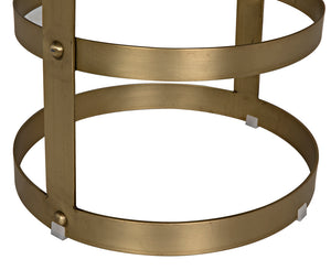 Dior Iron Stool with Linen Seat and Sculptural Layered Ring Base for Kitchen or Home Bar