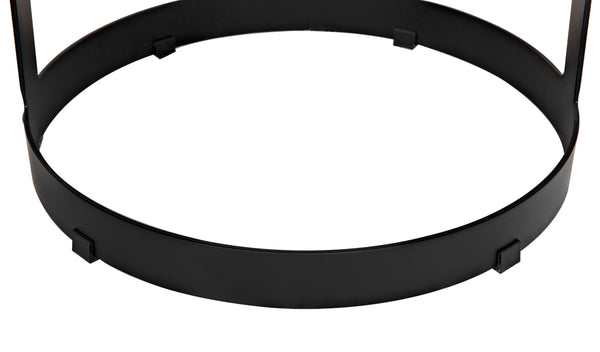 Dior Iron Stool with Linen Seat and Sculptural Layered Ring Base for Kitchen or Home Bar