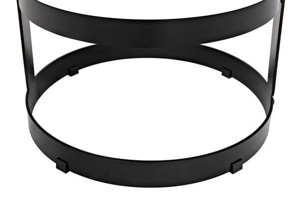 Dior Iron Stool with Linen Seat and Sculptural Layered Ring Base for Kitchen or Home Bar
