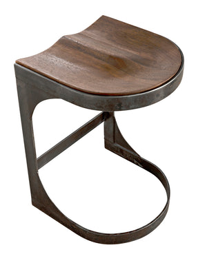 Baxter Counter Stool Solid Walnut Seat Matte Black Iron Base Handcrafted Modern
