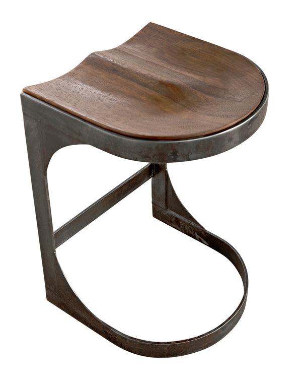 Baxter Counter Stool Solid Walnut Seat Matte Black Iron Base Handcrafted Modern
