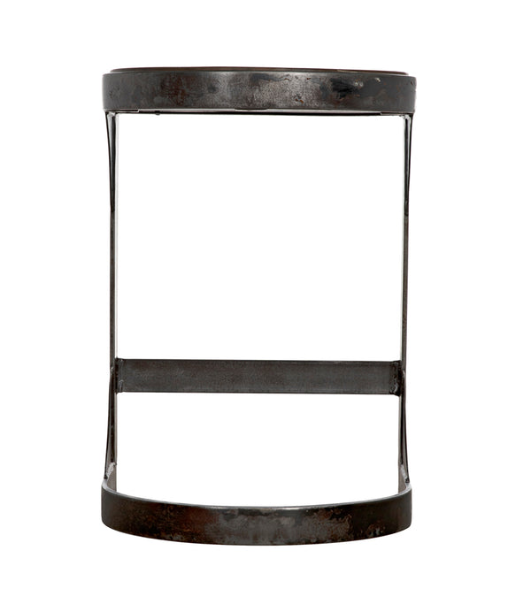 Baxter Counter Stool Solid Walnut Seat Matte Black Iron Base Handcrafted Modern