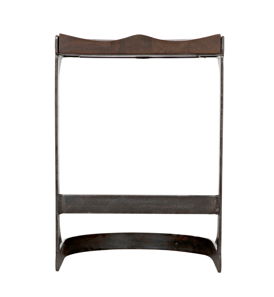Noir Baxter Counter Stool Solid Walnut Seat Matte Black Iron Base Handcrafted Modern GSTOOL130MTS