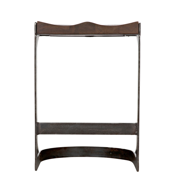 Baxter Counter Stool Solid Walnut Seat Matte Black Iron Base Handcrafted Modern