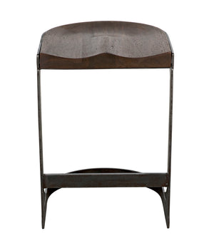 Baxter Counter Stool Solid Walnut Seat Matte Black Iron Base Handcrafted Modern