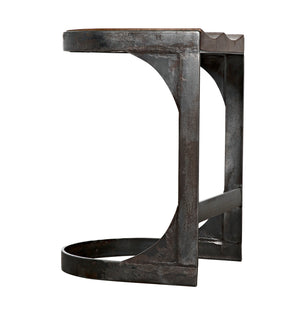 Baxter Counter Stool Solid Walnut Seat Matte Black Iron Base Handcrafted Modern