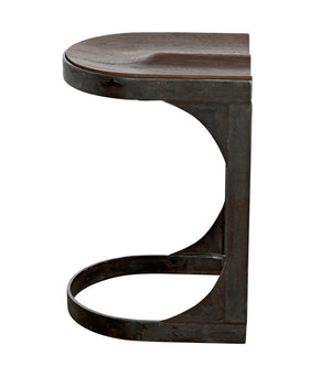 Baxter Counter Stool Solid Walnut Seat Matte Black Iron Base Handcrafted Modern