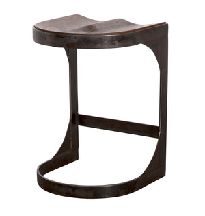 Baxter Counter Stool Solid Walnut Seat Matte Black Iron Base Handcrafted Modern